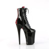 Pleaser INFINITY-1020FH Black-Red Patent Ankle Boots
