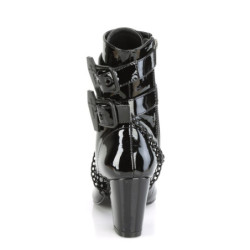 Demonia VIVIKA-128 Black Patent Block Heel Ankle Boots