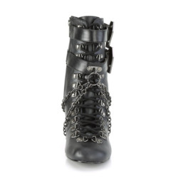Demonia VIVIKA-128 Black Vegan Block Heel Ankle Boots