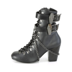 Demonia VIVIKA-128 Black Vegan Block Heel Ankle Boots