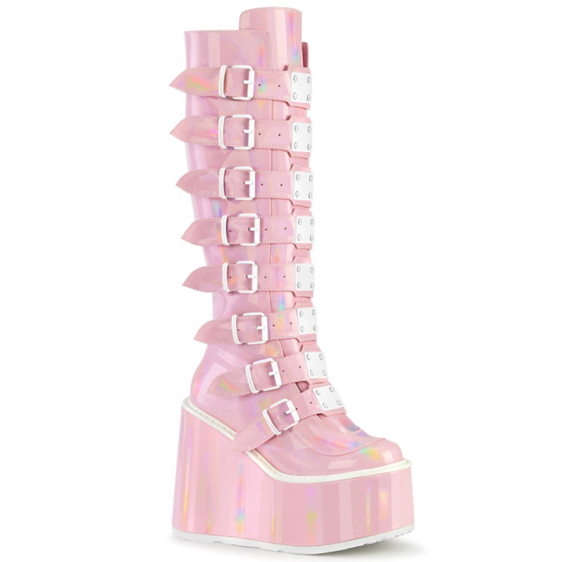 Demonia SWING-815 Rose Hologram Platform Knee Boots Demonia SWING-815 Rose Hologram Platform Knee Boots