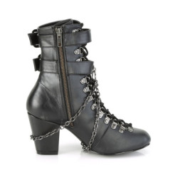 Demonia VIVIKA-128 Black Vegan Block Heel Ankle Boots