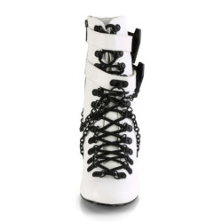 Demonia VIVIKA-128 White Vegan Block Heel Ankle Boots