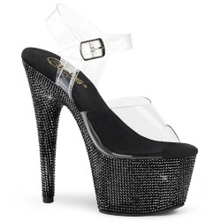 Pleaser BEJEWELED-708DM Black Strass Platform High Heels
