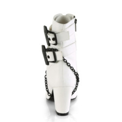 Demonia VIVIKA-128 White Vegan Block Heel Ankle Boots