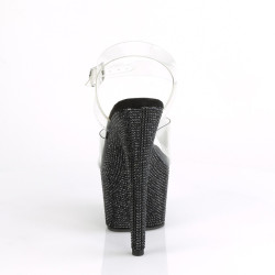 Pleaser BEJEWELED-708DM Black Strass Platform High Heels