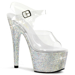 Pleaser BEJEWELED-708DM Silver Strass Platform High Heels