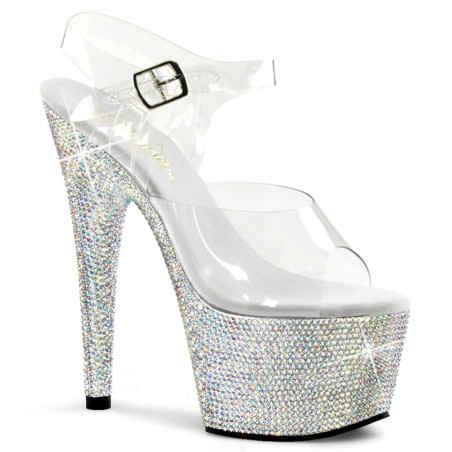 Pleaser BEJEWELED-708DM Silver Strass Platform High Heels