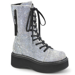 Demonia EMILY-362 Silver Vegan Platform Boots Women