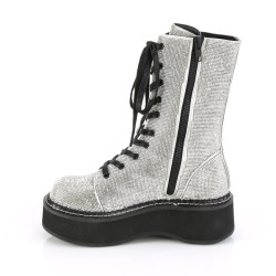 Demonia EMILY-362 Silver Vegan Platform Boots Women