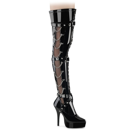 Devious INDULGE-3026 Patent Platform Thigh High Boots