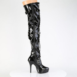 Devious INDULGE-3026 Patent Platform Thigh High Boots
