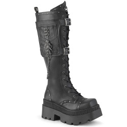 Demonia WRATH-205 Black Goth Platform Knee Boots