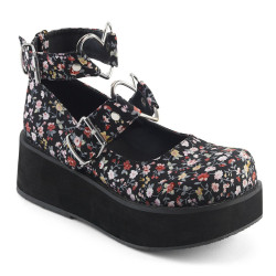 Demonia SPRITE-02 Floral Fabric Maryjane Platform Shoes