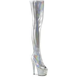 Pleaser BEJEWELED-3011-7 Silver Hologram Patent Strass