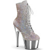 Pleaser ADORE-1020CHRS Silver Strass Chrome Ankle Boots