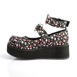 Demonia SPRITE-02 Floral Fabric Maryjane Platform Shoes
