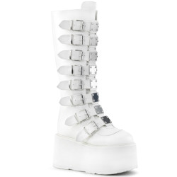 Demonia DAMNED-318 White Vegan Platform Women Boots