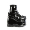 Demonia WAVE-110 Black Patent Platform Wedge Ankle Boots