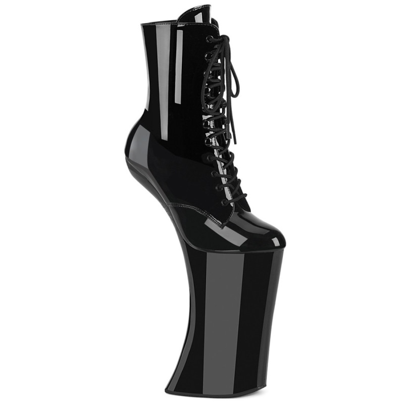 Pleaser FORBIDDEN-1020 Black Patent Heeled Ankle Boots Pleaser FORBIDDEN-1020 Black Patent Heeled Ankle Boots