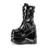 Demonia WAVE-150 Black Patent Platform Wedge Ankle Boots