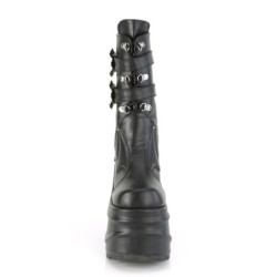 Demonia WAVE-150 Black Vegan Platform Wedge Ankle Boots