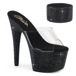 Pleaser BEJEWELED-712RS Ankle Cuff Black Strass Heels