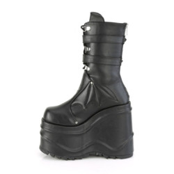 Demonia WAVE-150 Black Vegan Platform Wedge Ankle Boots