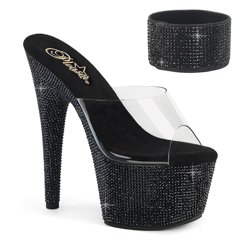 Pleaser BEJEWELED-712RS Ankle Cuff Black Strass Heels Pleaser BEJEWELED-712RS Ankle Cuff Black Strass Heels