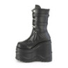 Demonia WAVE-150 Black Vegan Platform Wedge Ankle Boots