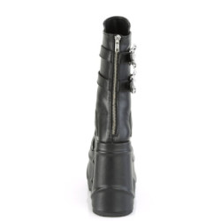 Demonia WAVE-150 Black Vegan Platform Wedge Ankle Boots