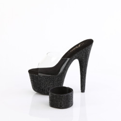 Pleaser BEJEWELED-712RS Ankle Cuff Black Strass Heels