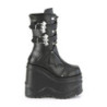 Demonia WAVE-150 Black Vegan Platform Wedge Ankle Boots