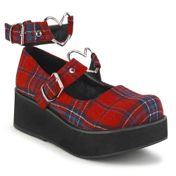 Demonia SPRITE-02 Red Plaid Maryjane Platform Shoes