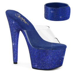 Pleaser BEJEWELED-712RS Ankle Cuff Blue Strass Heels