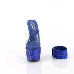 Pleaser BEJEWELED-712RS Ankle Cuff Blue Strass Heels