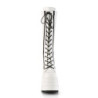 Demonia WAVE-200 White Vegan Platform Wedge Knee Boots