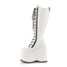 Demonia WAVE-200 White Vegan Platform Wedge Knee Boots
