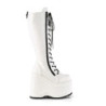 Demonia WAVE-200 White Vegan Platform Wedge Knee Boots