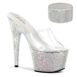 Pleaser BEJEWELED-712RS Ankle Cuff Silver Strass Heels
