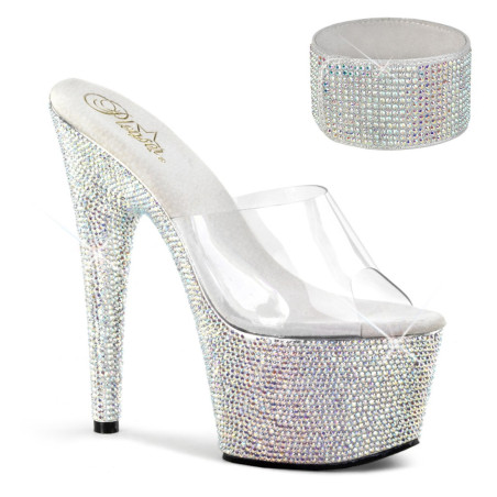 Pleaser BEJEWELED-712RS Ankle Cuff Silver Strass Heels