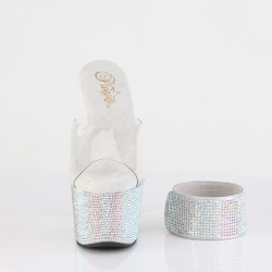 Pleaser BEJEWELED-712RS Ankle Cuff Silver Strass Heels