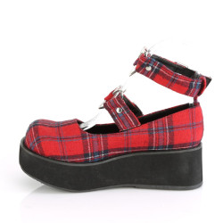 Demonia SPRITE-02 Red Plaid Maryjane Platform Shoes