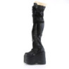 Demonia WAVE-315 Vegan Leather Wedge Thigh High Boots