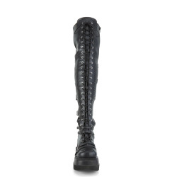 Demonia SHAKER-350 Platform Thigh High Wedge Boots