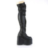 Demonia WAVE-315 Vegan Leather Wedge Thigh High Boots