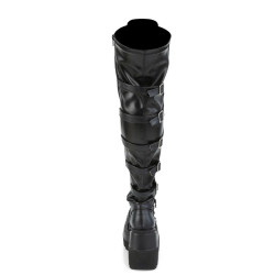 Demonia SHAKER-350 Platform Thigh High Wedge Boots