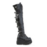 Demonia SHAKER-350 Platform Thigh High Wedge Boots