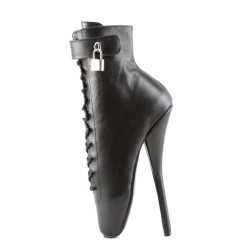 Devious BALLET-1025 Leather Padlock Spike Heeled Boots