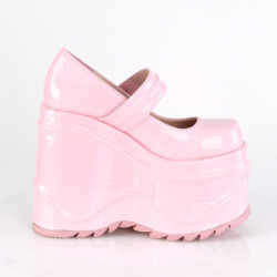 Demonia WAVE-32 Rose Hologram Platform Wedge Pumps